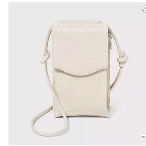 A New Day Phone Crossbody in Cream Faux Leather